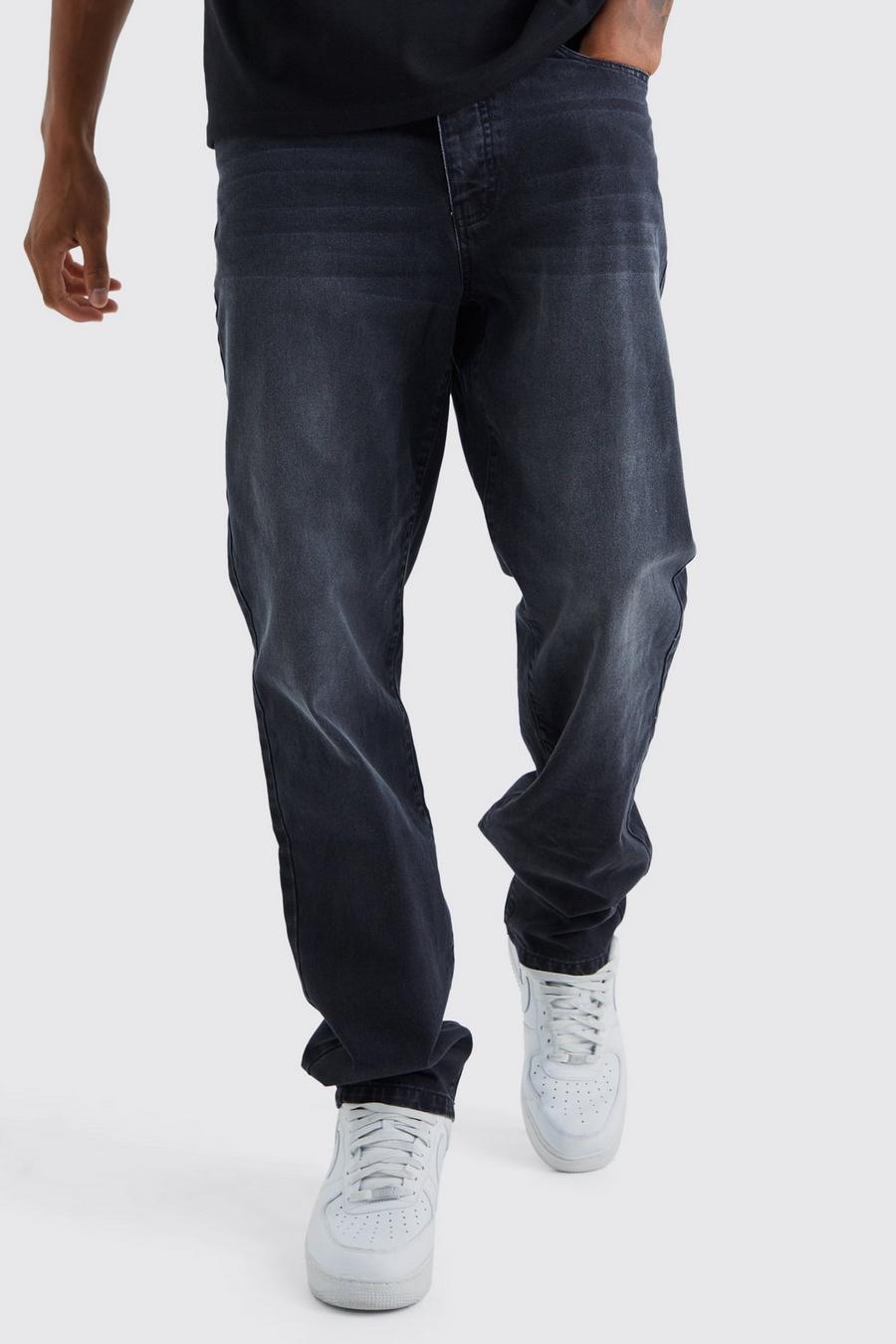 Jeans Tall rilassati in denim rigido, Washed black image number 1