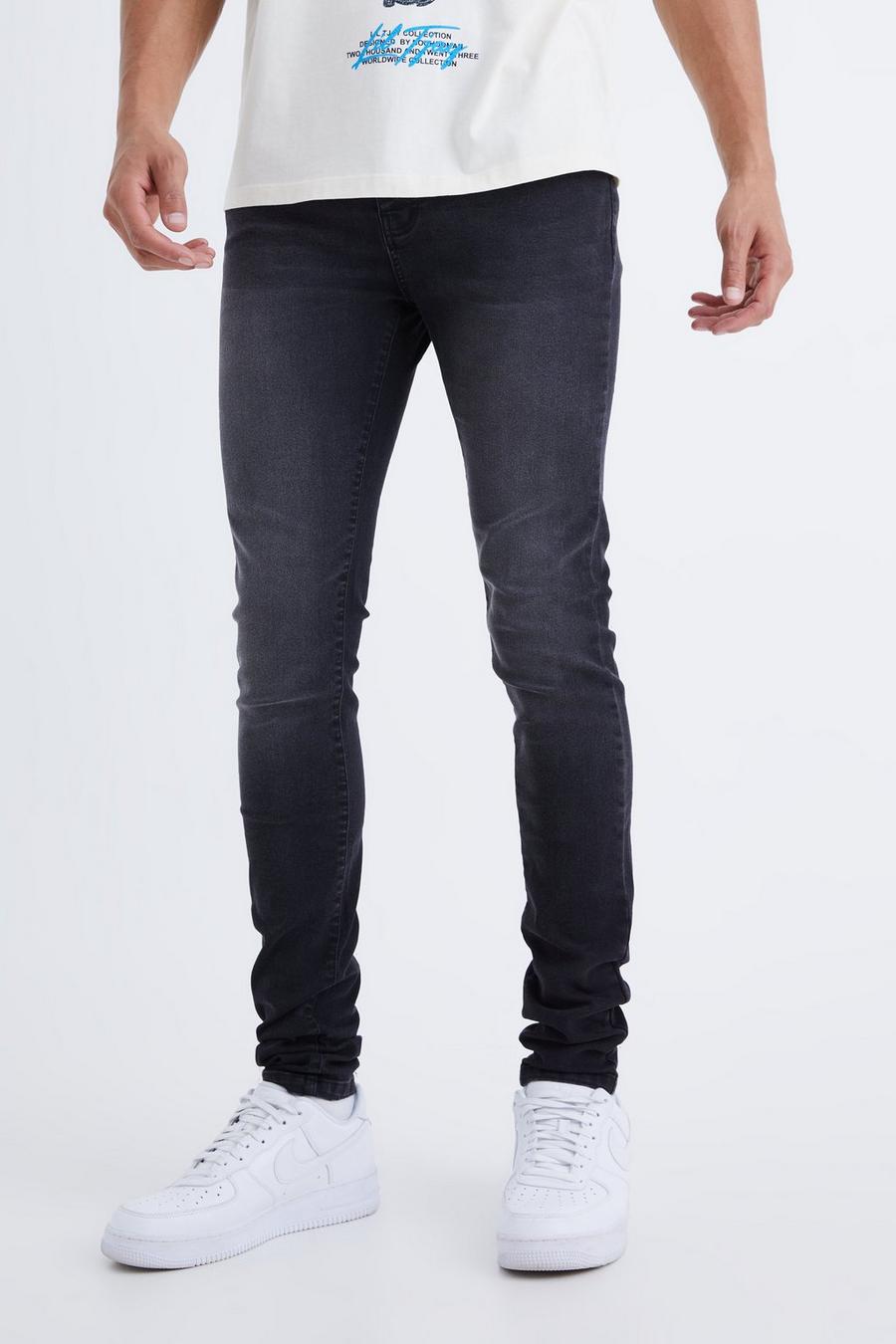 Washed black Tall Skinny jeans med stretch image number 1