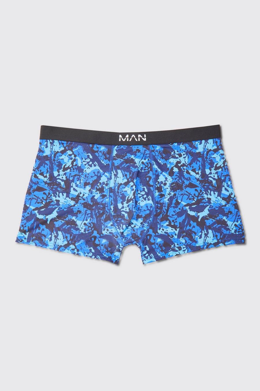 Blue Plus Abstract Camo Printed Boxers image number 1