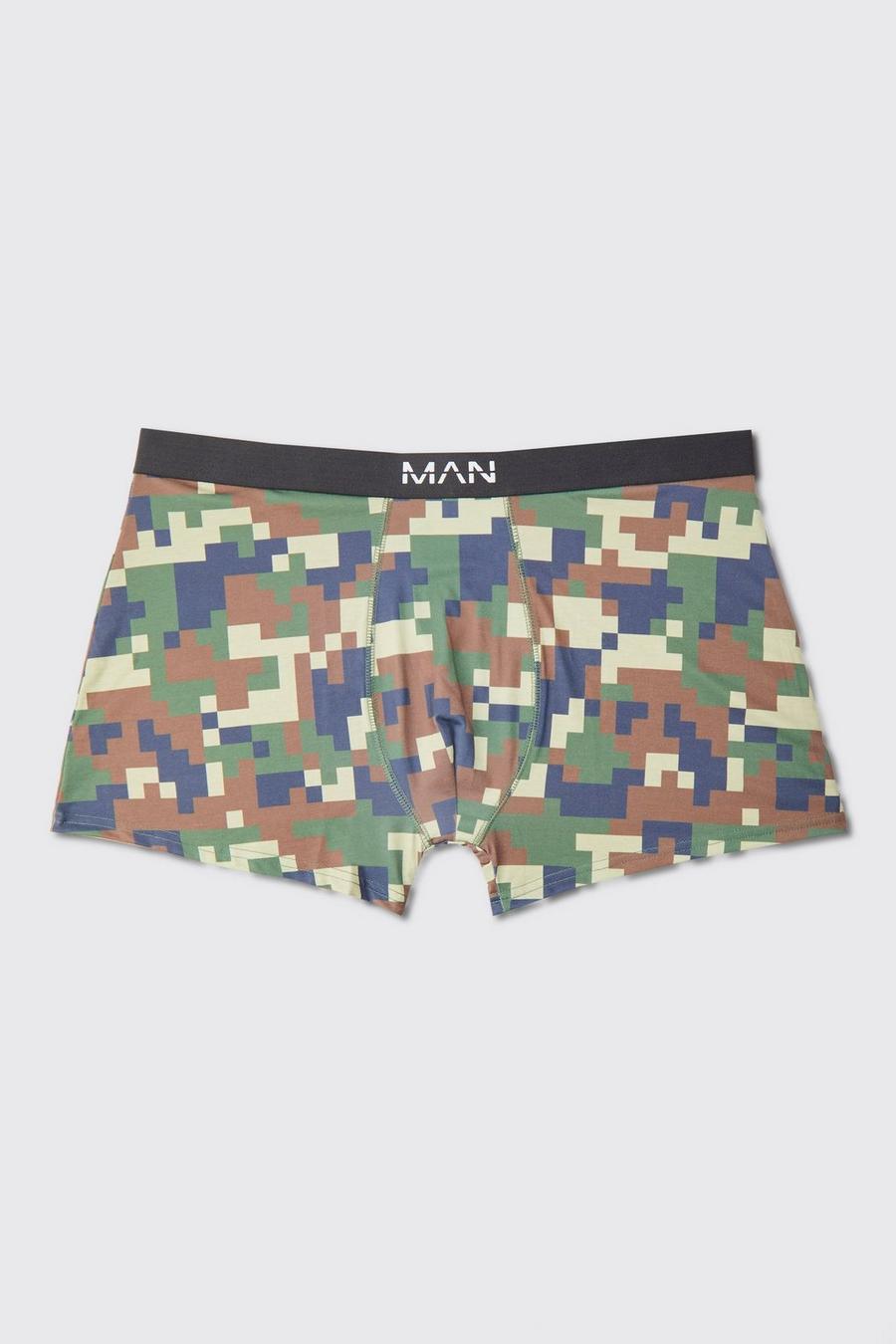 Khaki Plus Pixelated Camo Printed Boxers