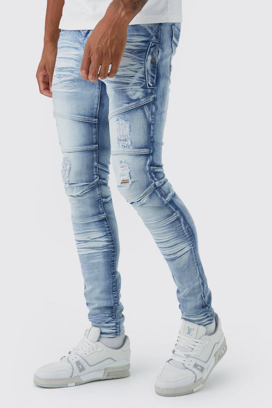 Ice blue Tall Skinny Stretch Bleached Ripped Jean