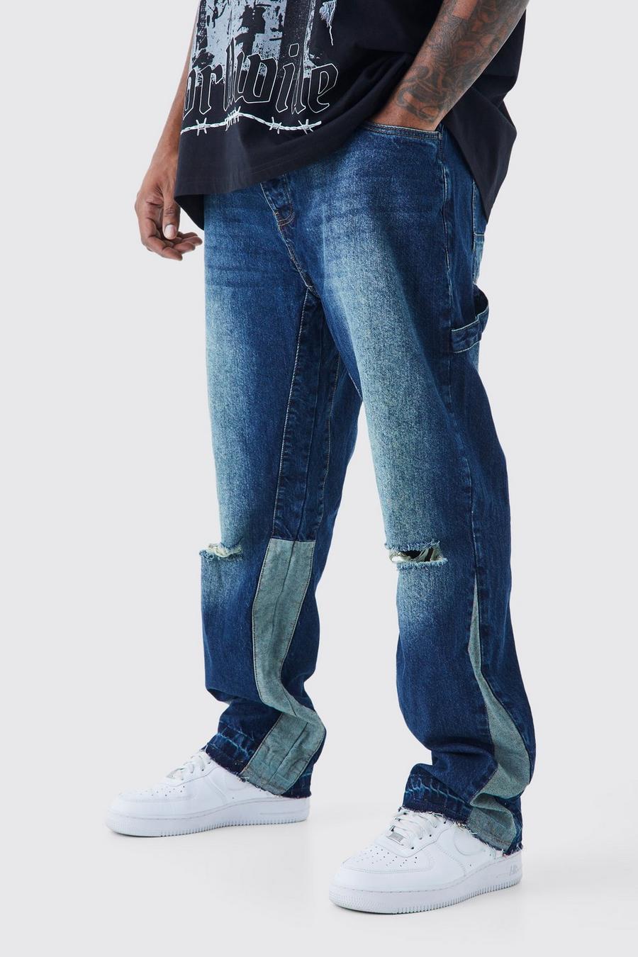 Jeans dritti Plus Size in denim rigido stile Carpenter, Antique blue