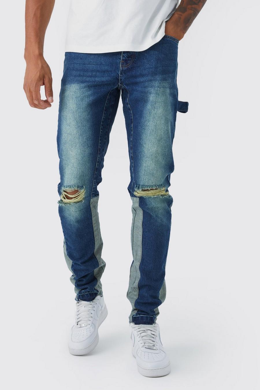Jeans dritti Tall stile Carpenter in denim rigido, Antique blue