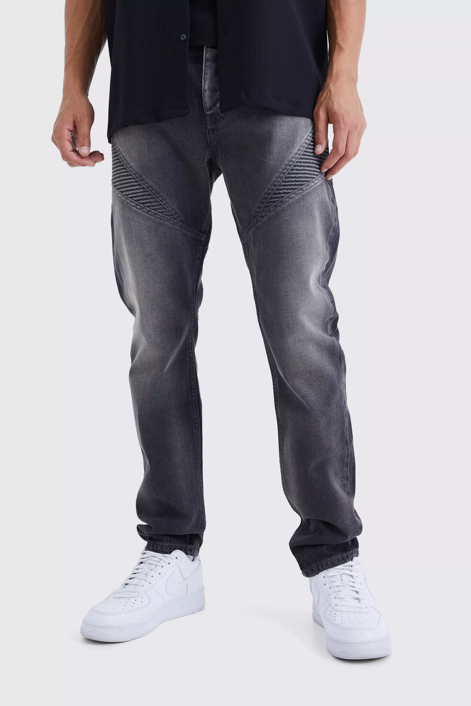 Biker tapered jeans shop