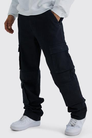 Tall Gebleekte Baggy Cargo Jeans Met Zakken washed black