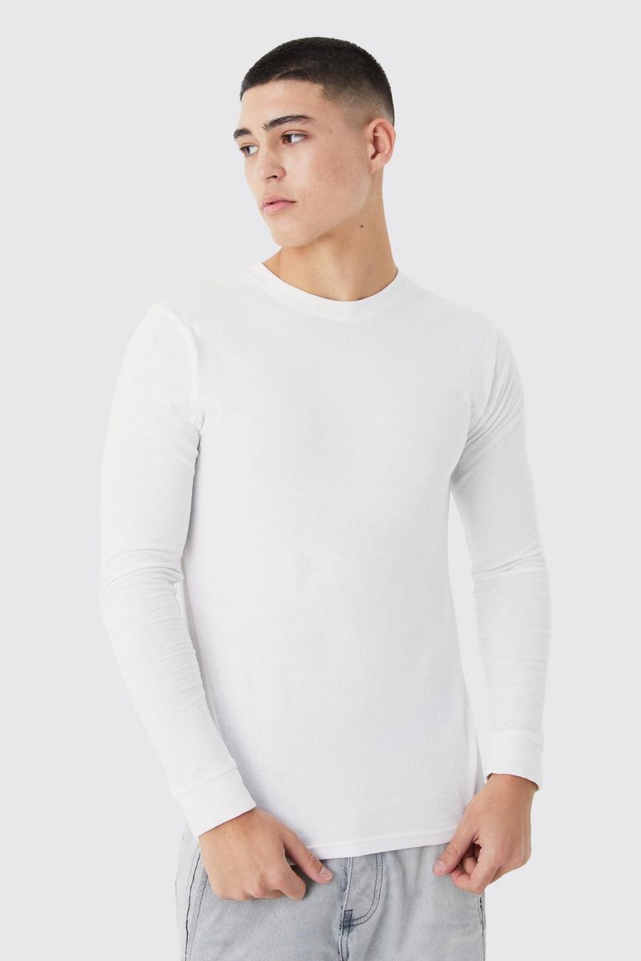 White vit Long Sleeve Muscle Fit T-shirt