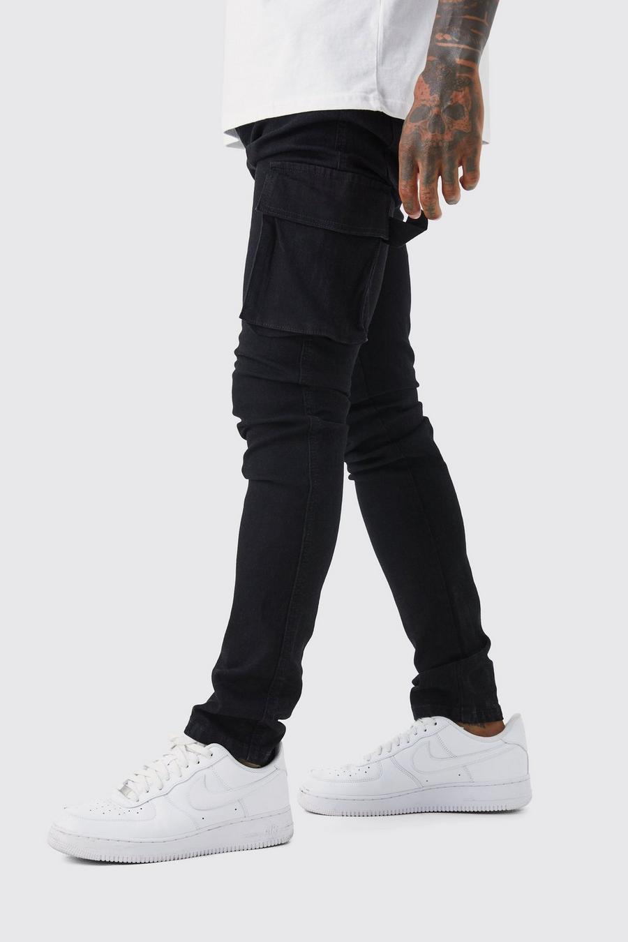 Jeans Cargo Skinny Fit Stretch stile Carpenter, True black image number 1
