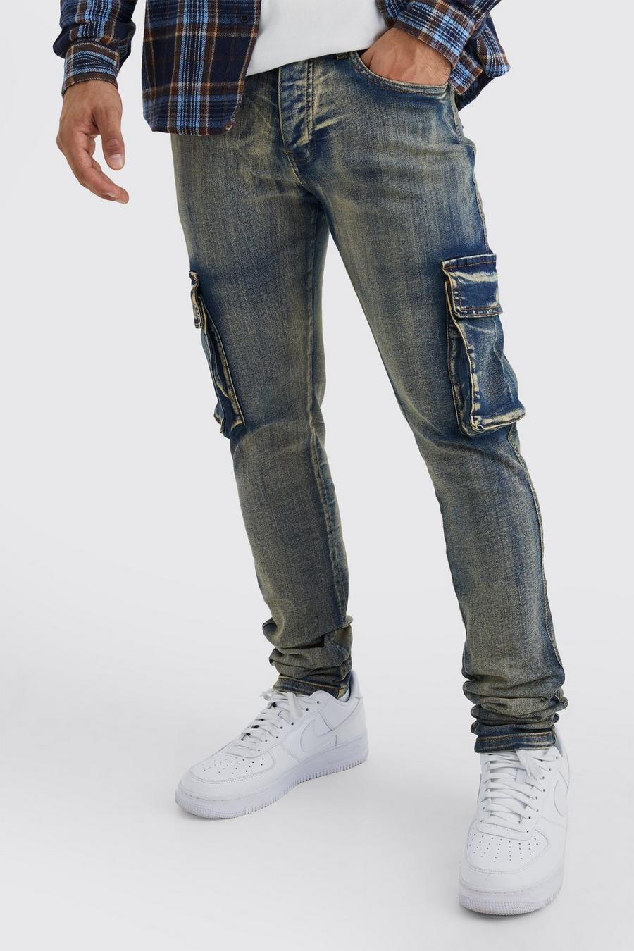 Jeans Cargo Skinny Fit Stretch stile Carpenter, Antique blue image number 1