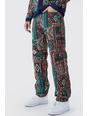 Red Relaxed Rigid Tapestry Jean