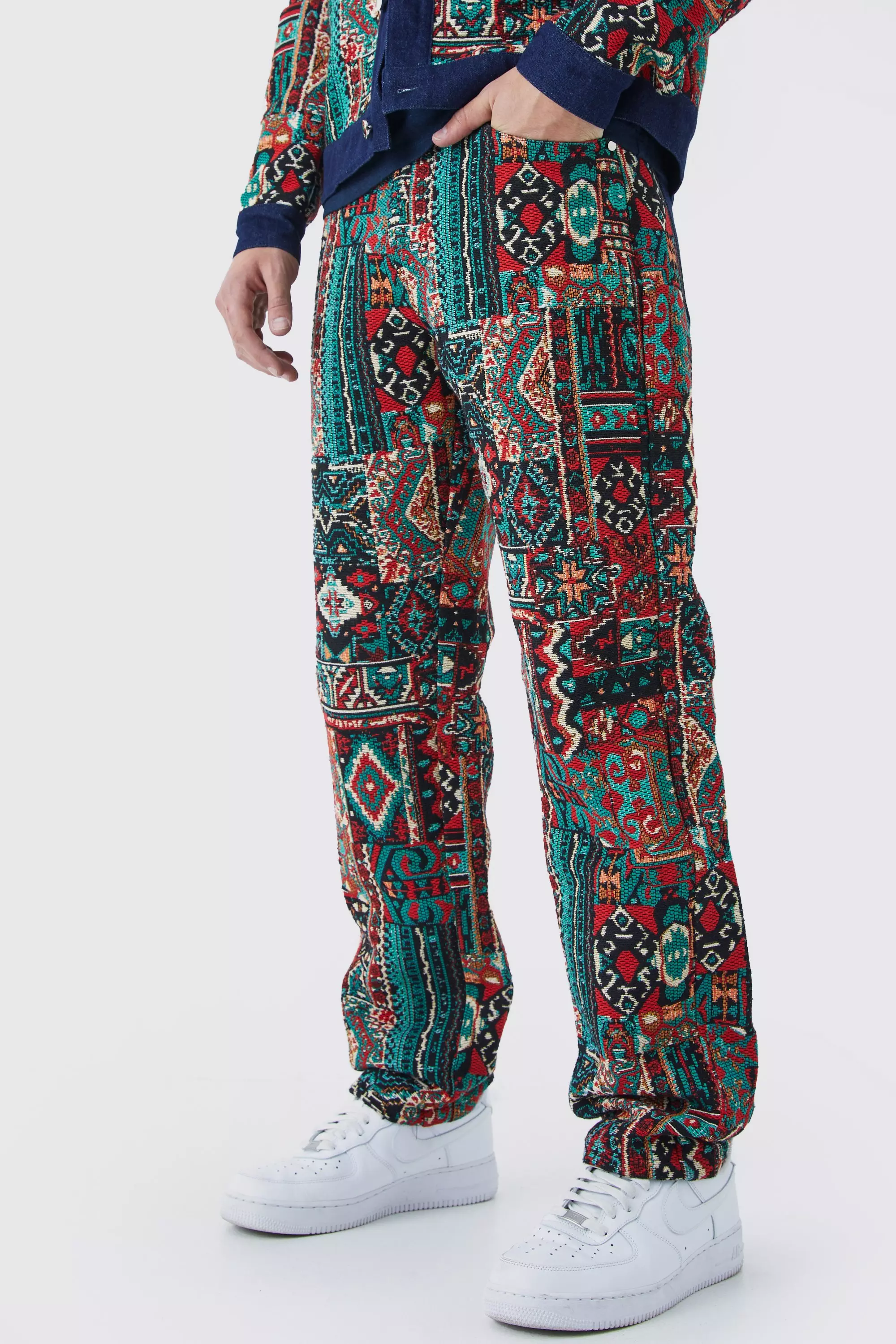 Red Relaxed Rigid Tapestry Jean alternative image