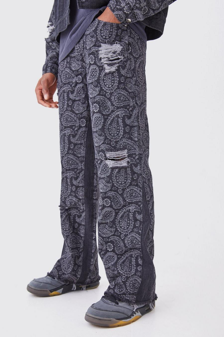 Black Relaxed Rigid Paisley Gusset Detail Jean image number 1