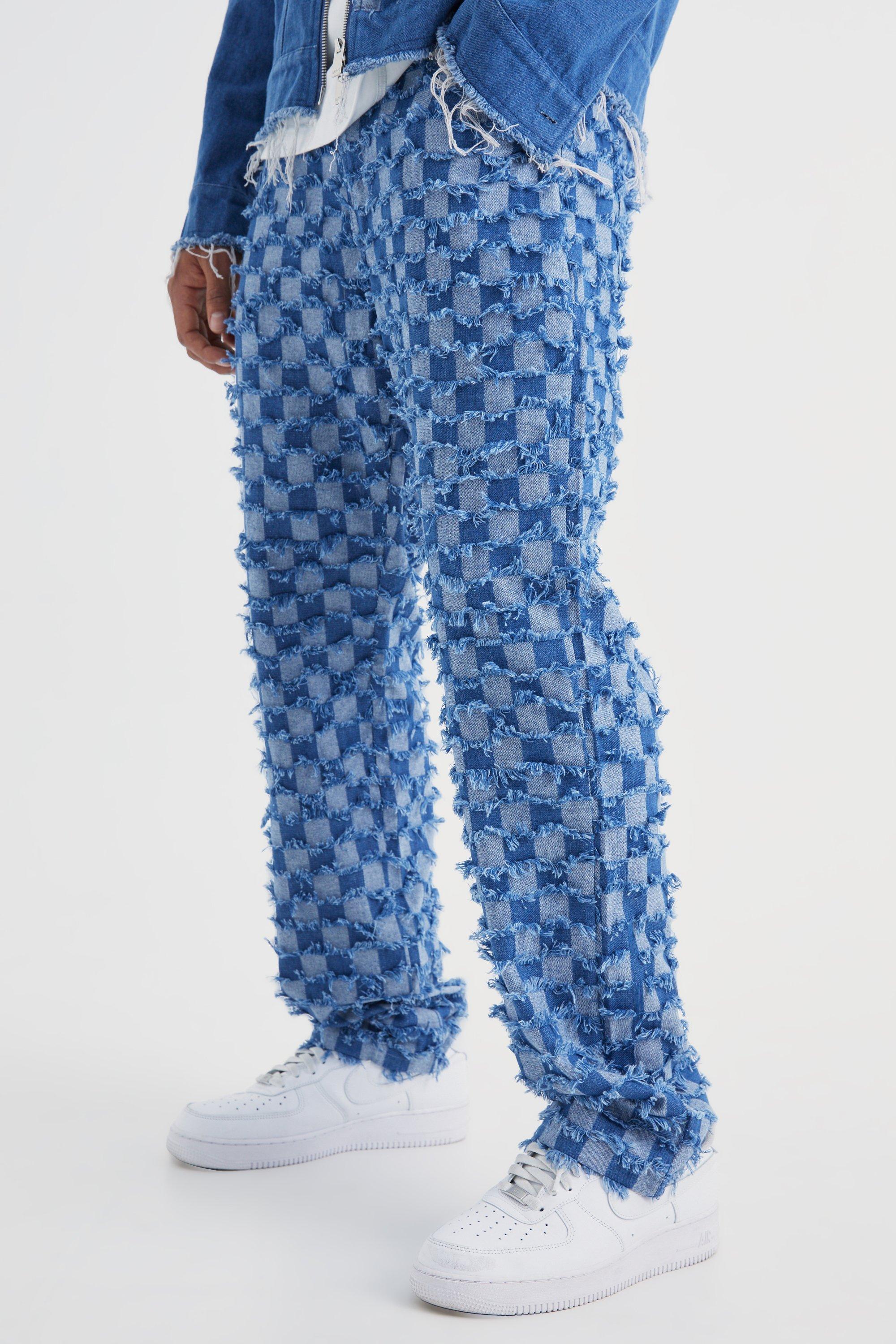 Mid blue Relaxed Rigid Checkerboard Jean
