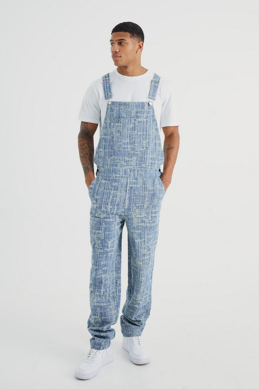 Mid blue Relaxed Distressed Fabric Interest Dungaree image number 1