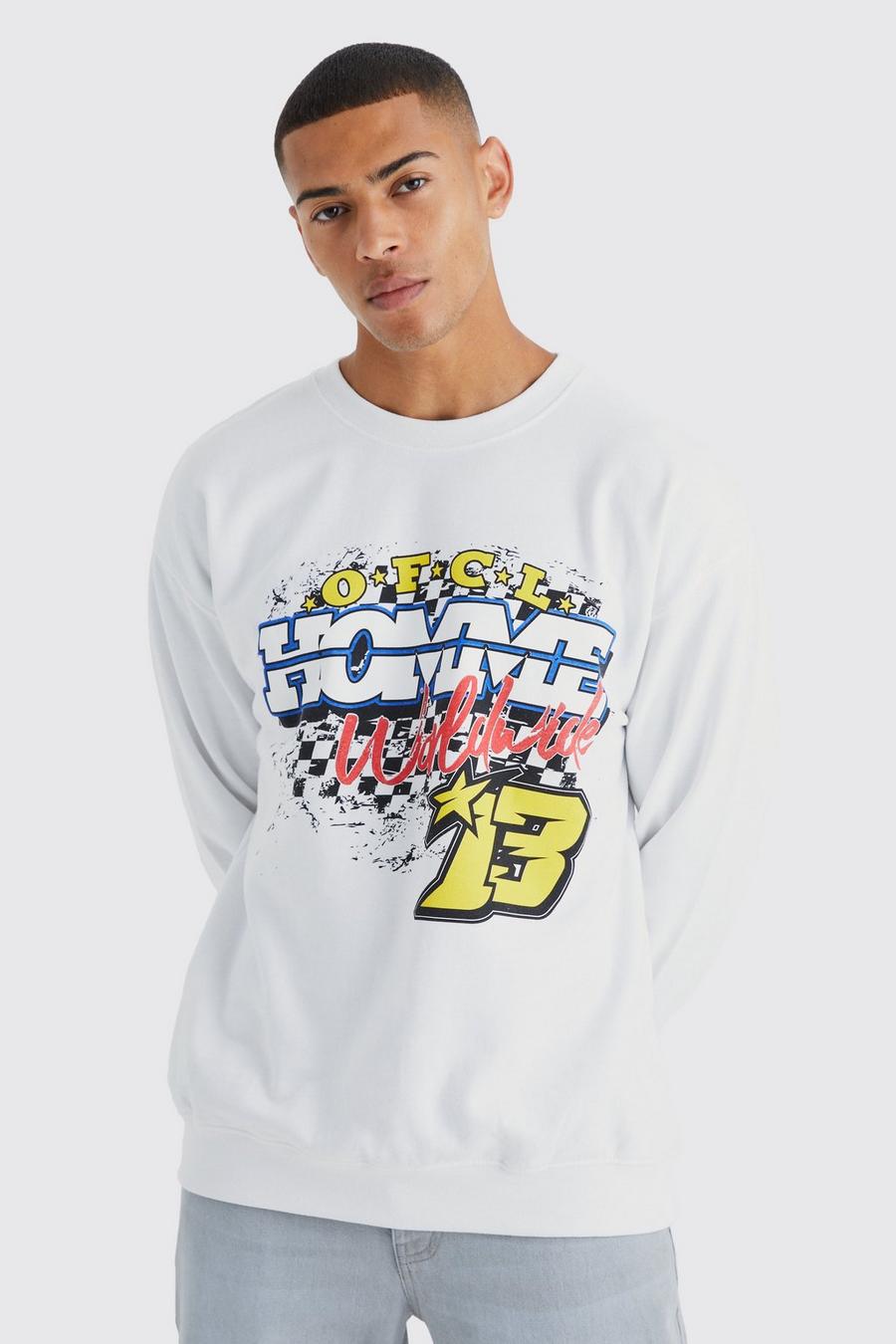 White Oversized Ofcl Homme Moto Sweatshirt image number 1