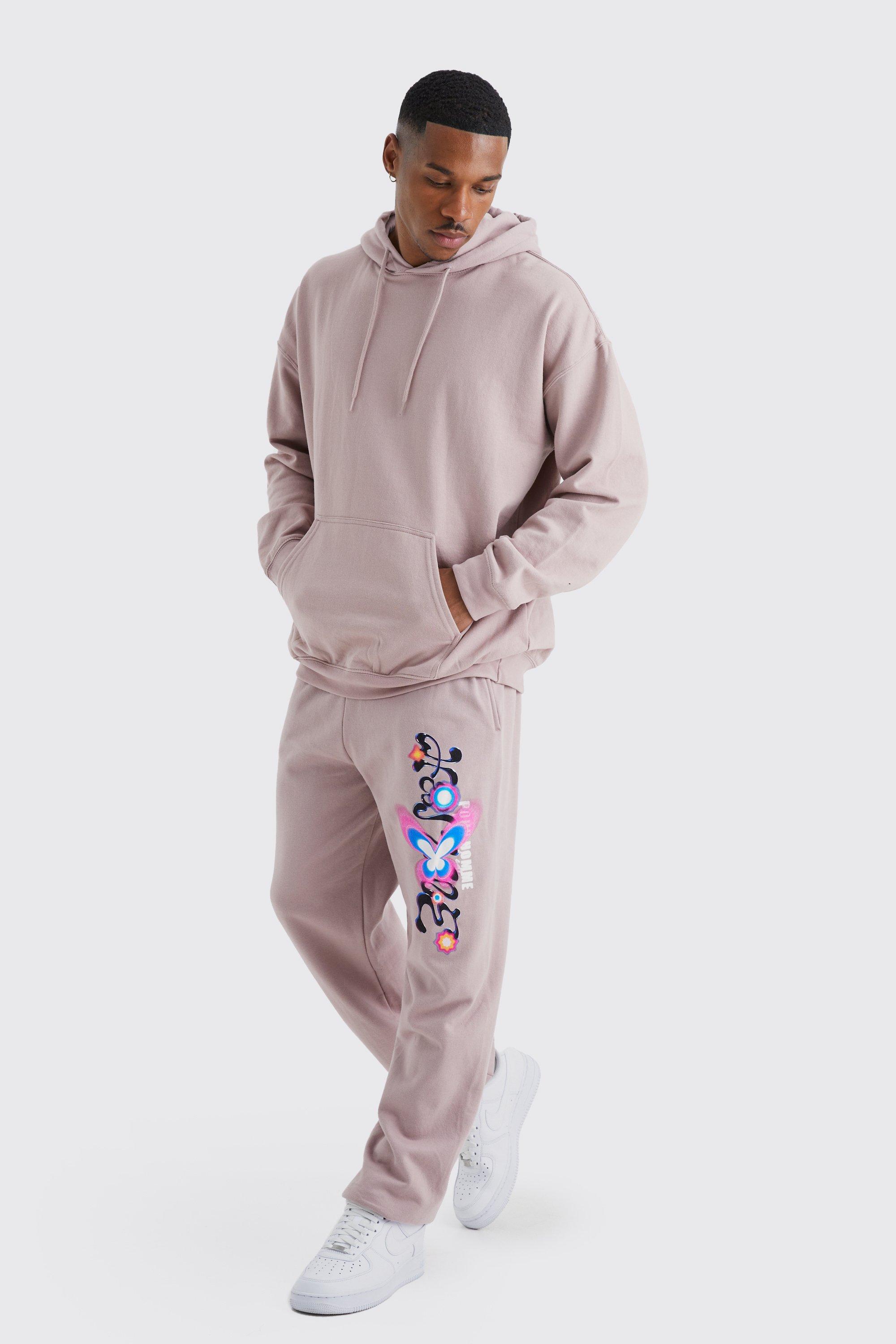 Oversized Homme Butterfly Print Jogger boohoo