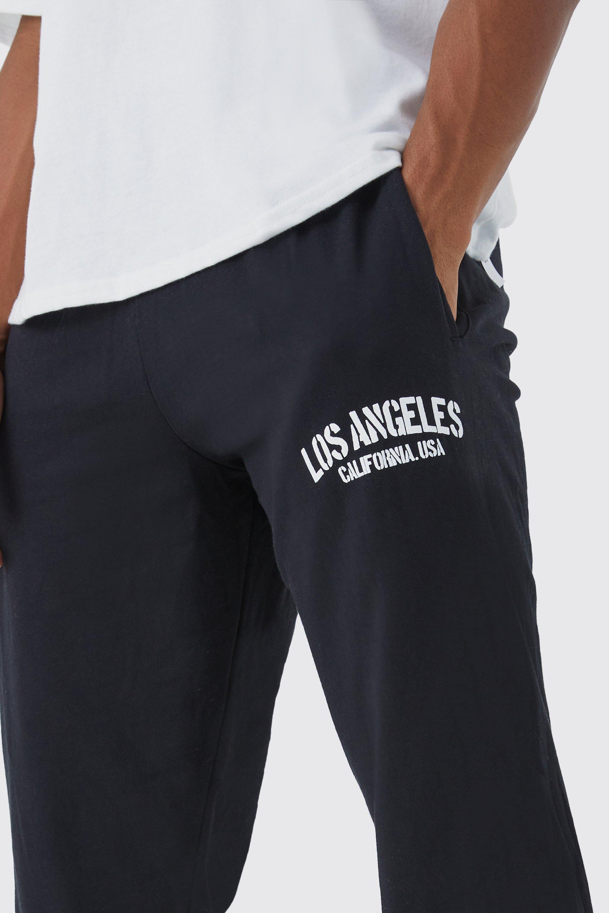 Black Graphic Los Angeles Wide Leg Joggers