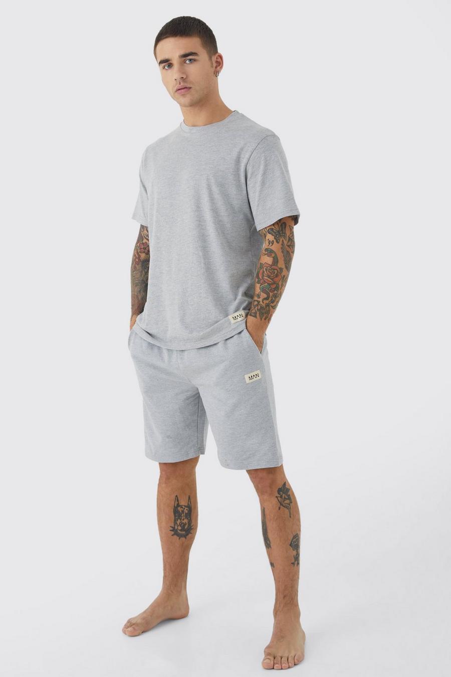 Soft Feel Loungewear Shorts-Set, Grey marl