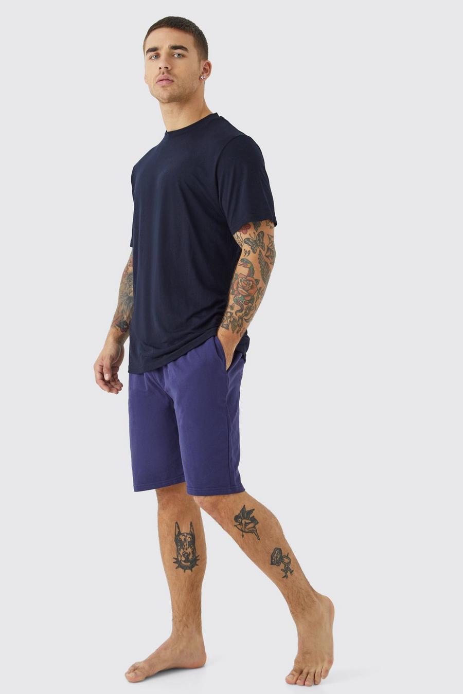 Set pantaloncini da casa morbidi al tatto, Navy image number 1
