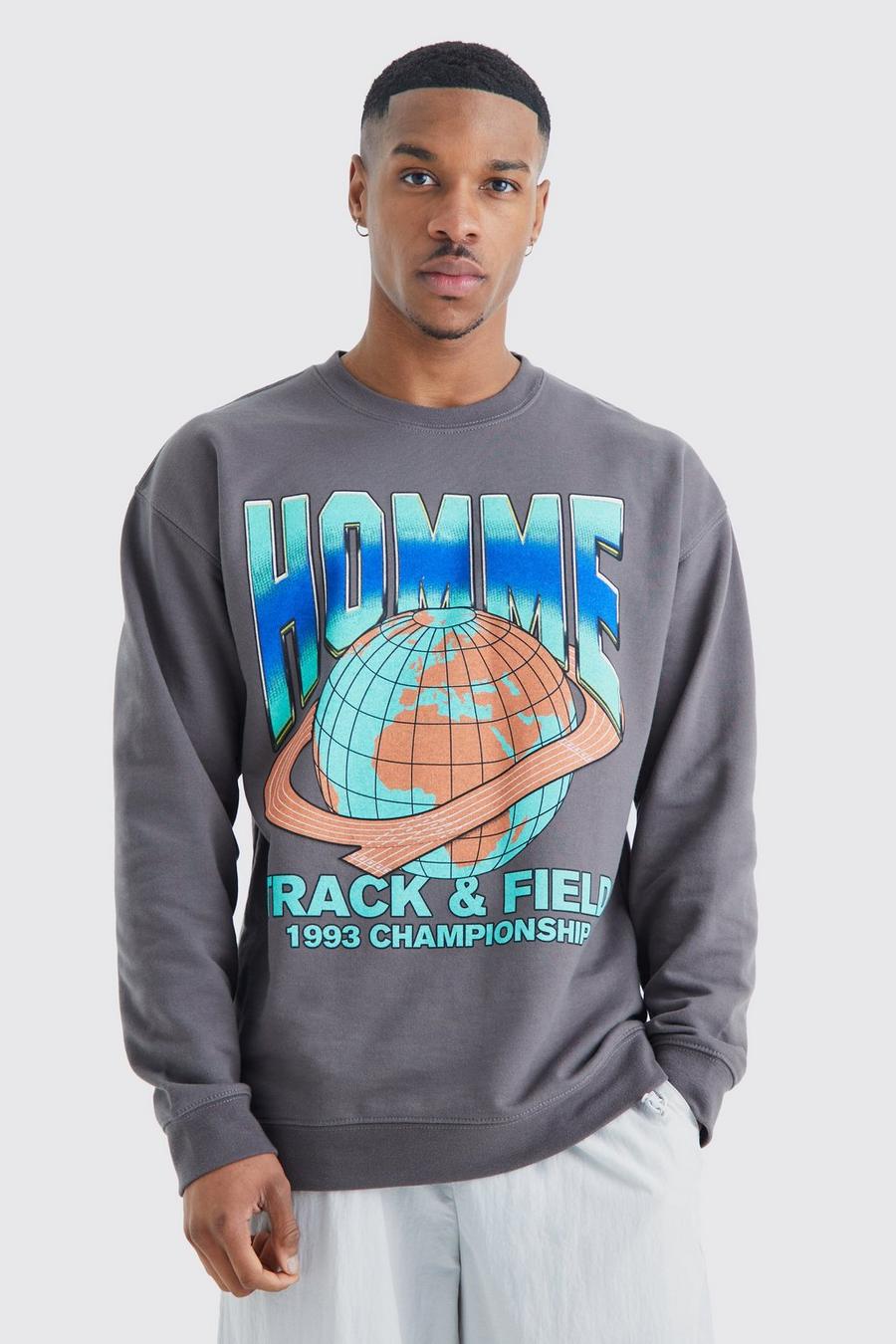 Charcoal grå Oversized Homme Worldwide Sweatshirt