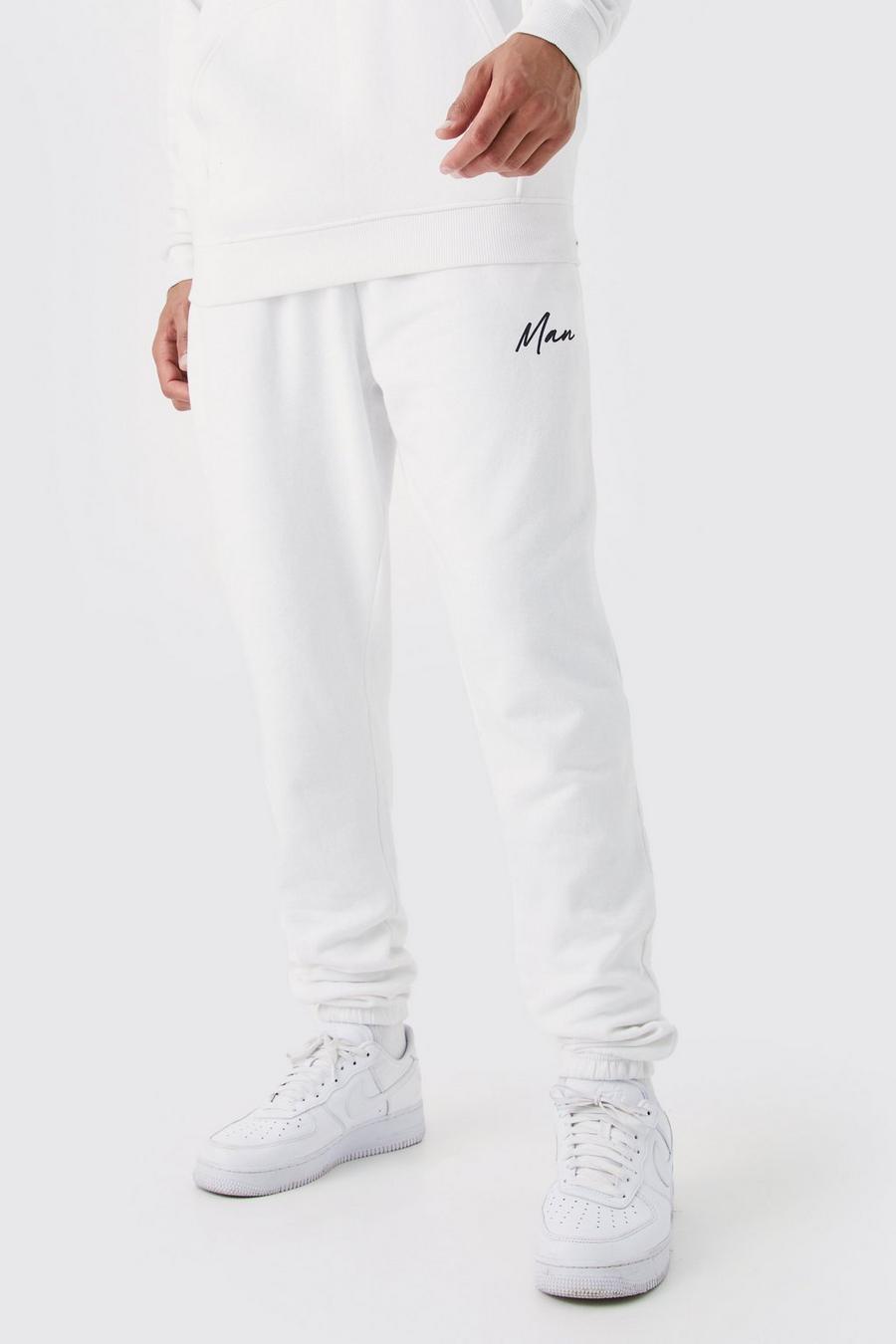 Pantalón deportivo Tall con firma MAN, White bianco