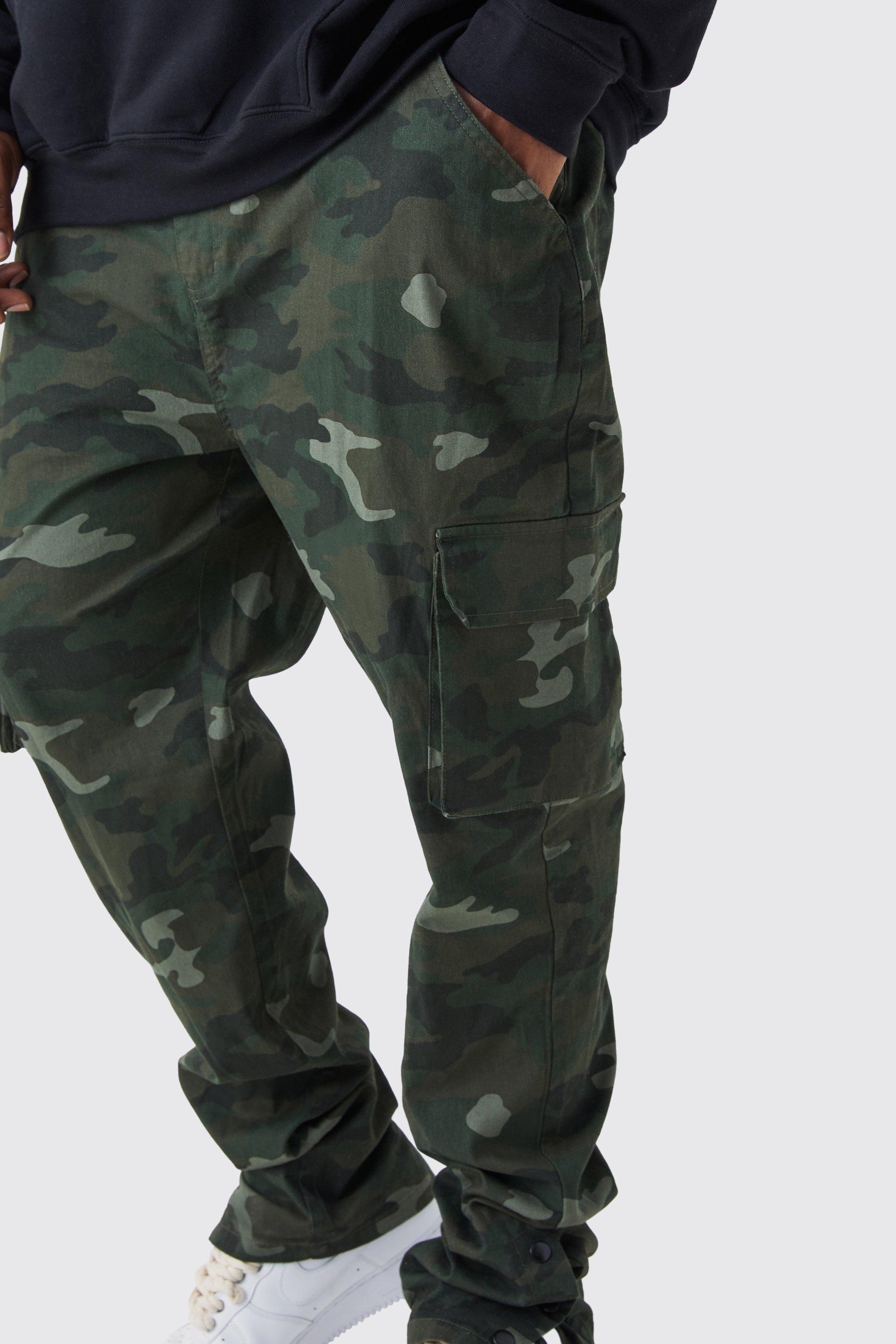 Plus Black Camo Cargo Pants