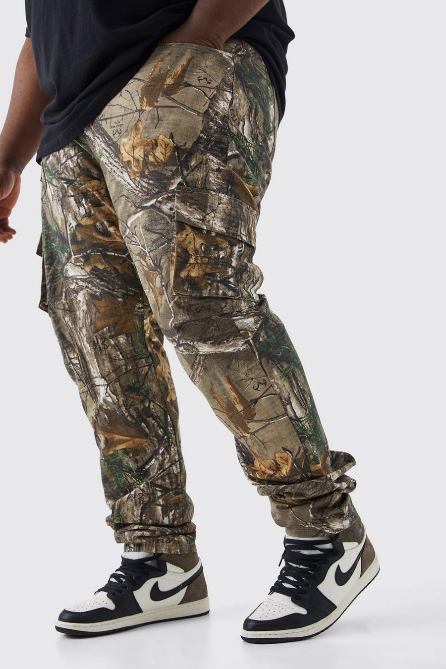 Grande taille - Pantalon cargo à imprimé camouflage, Multi