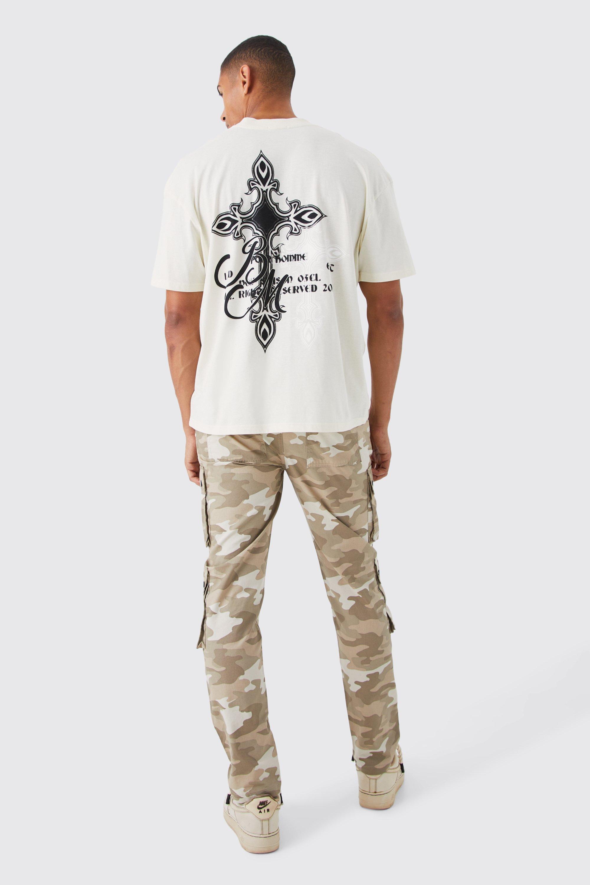 Slim Fit Multi Popper Cargo Camo Trouser