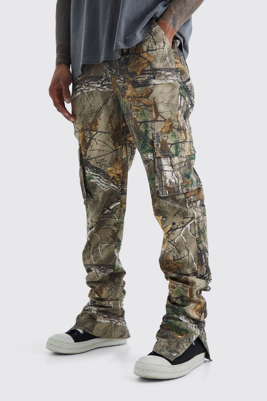 Pantalon cargo slim à imprimé camouflage, Multi