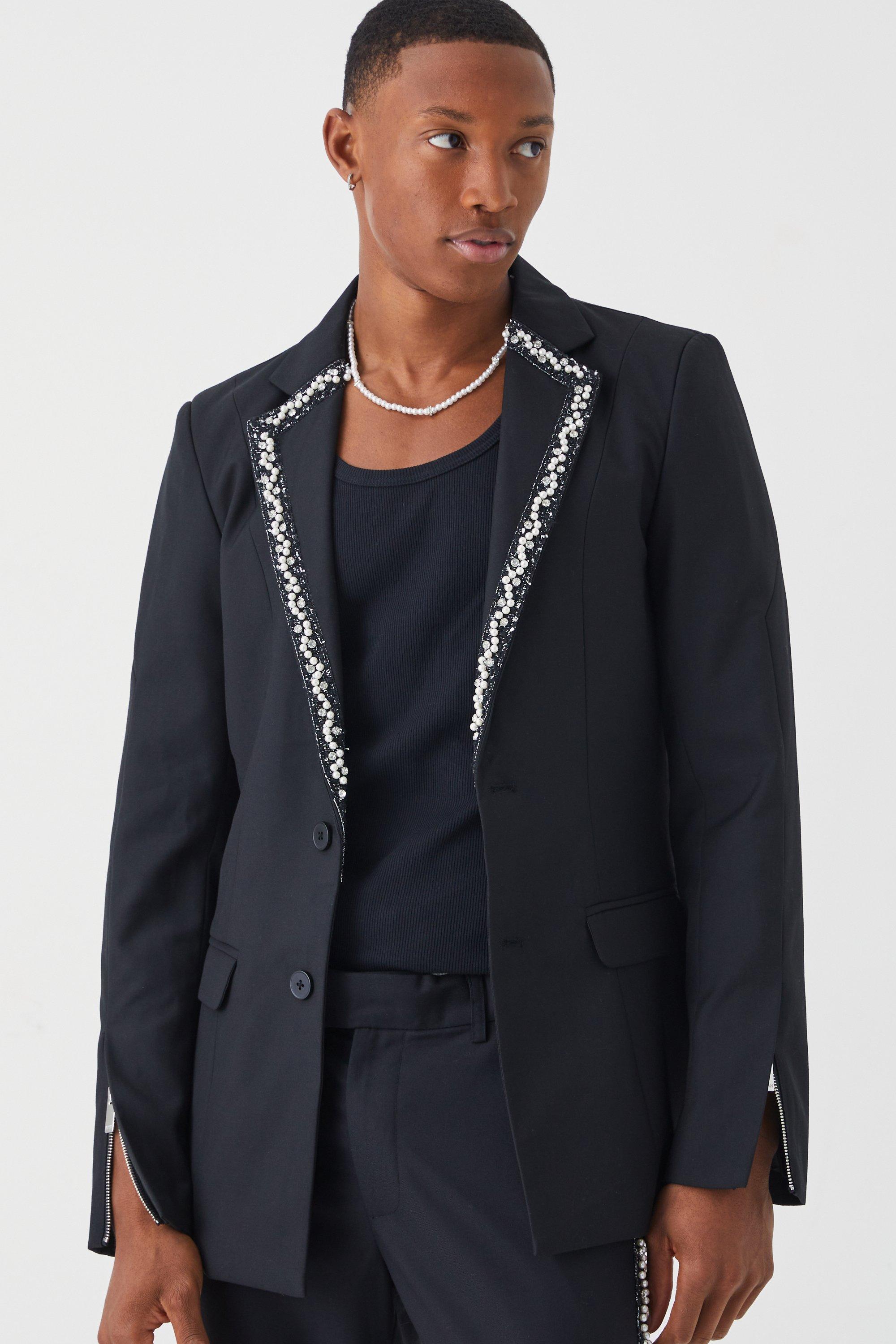 Black embellished blazer best sale