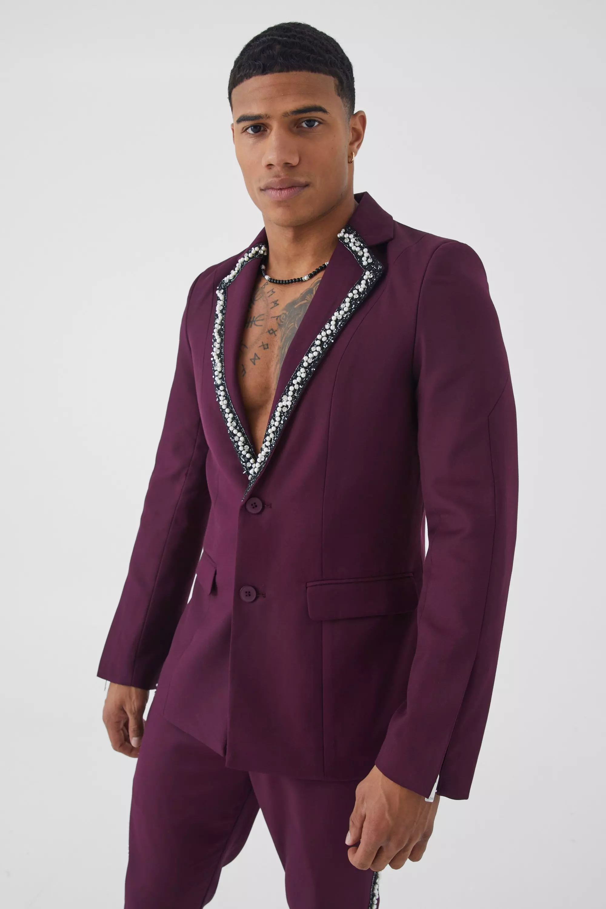 Skinny Fit Embellished Suit