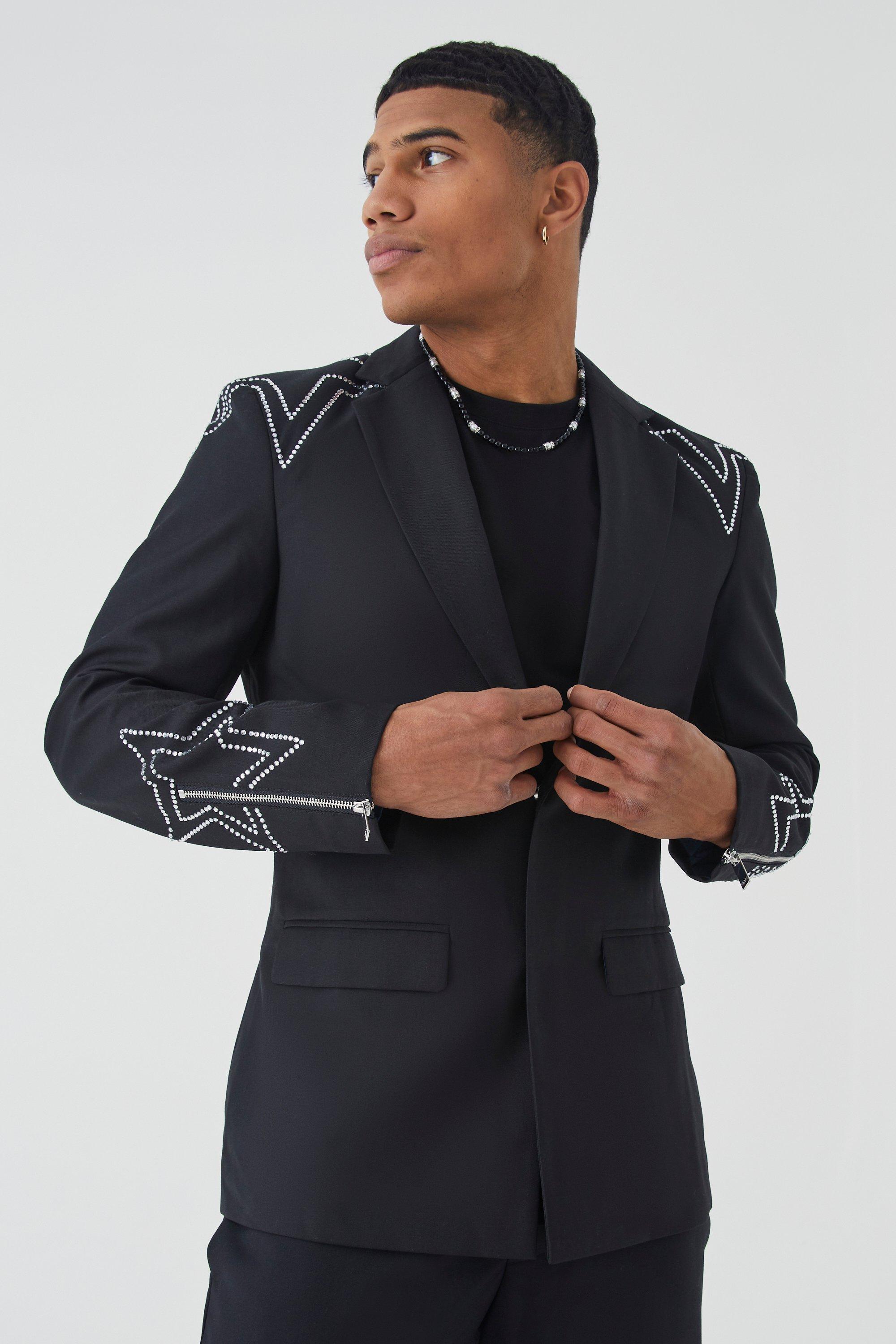 Blazer Slim Fit decorato con strass boohoo IT