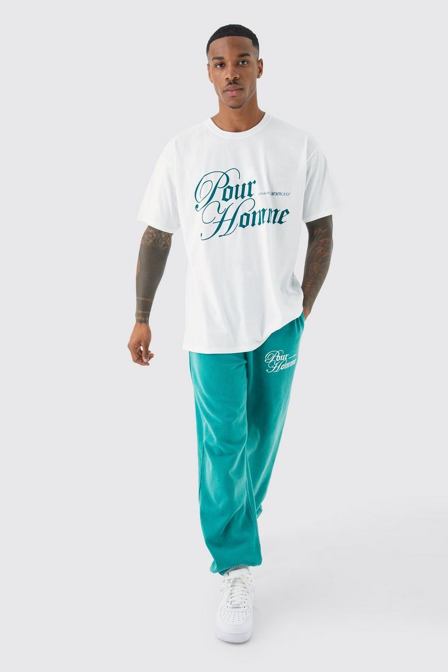 Oversize Pour Homme T-Shirt & Jogginghose, Green