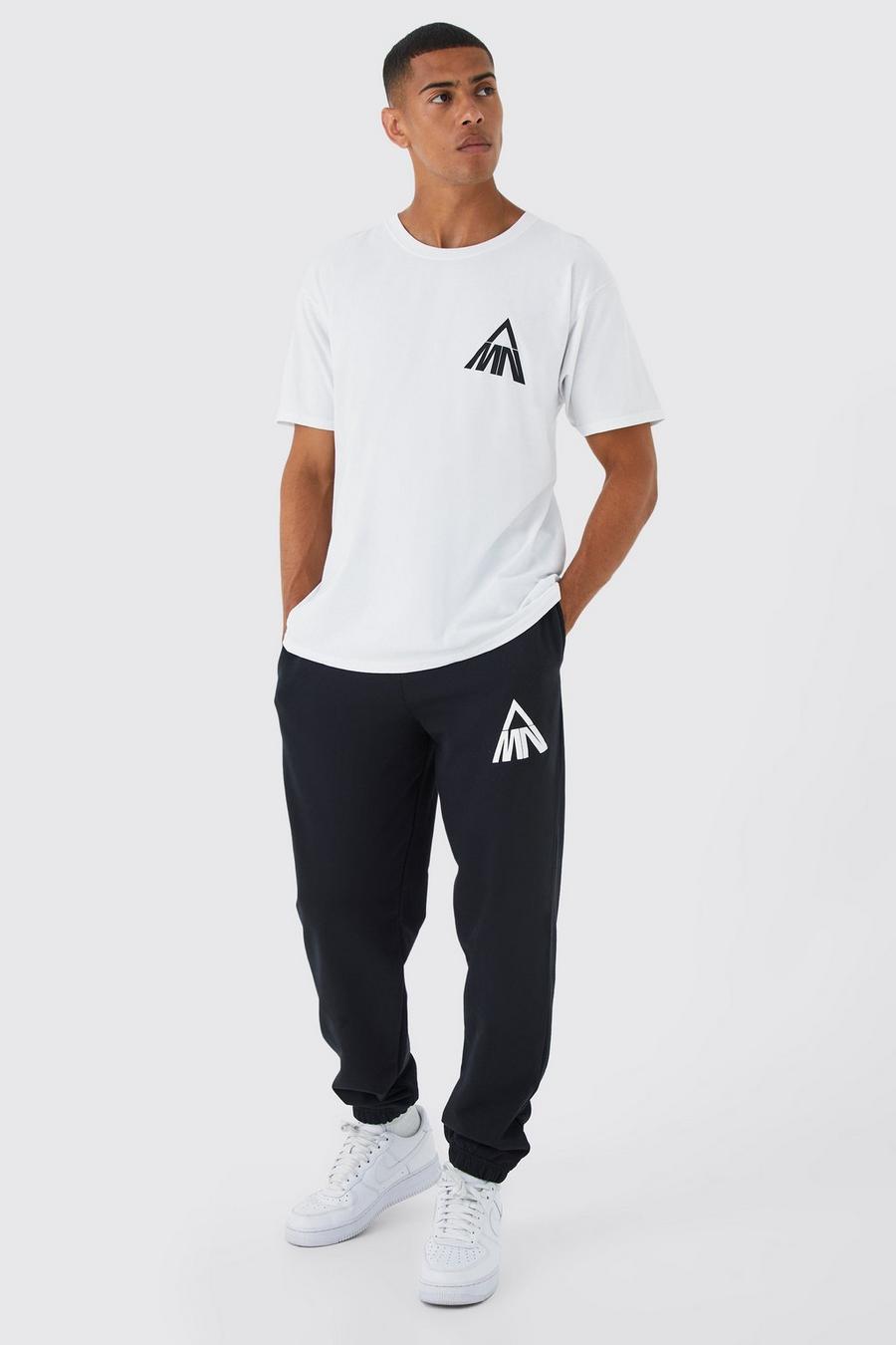 Oversize T-Shirt mit Man-Print & Jogginghose, Black noir