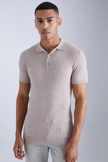 Muscle Short Sleeve Cable Polo taupe