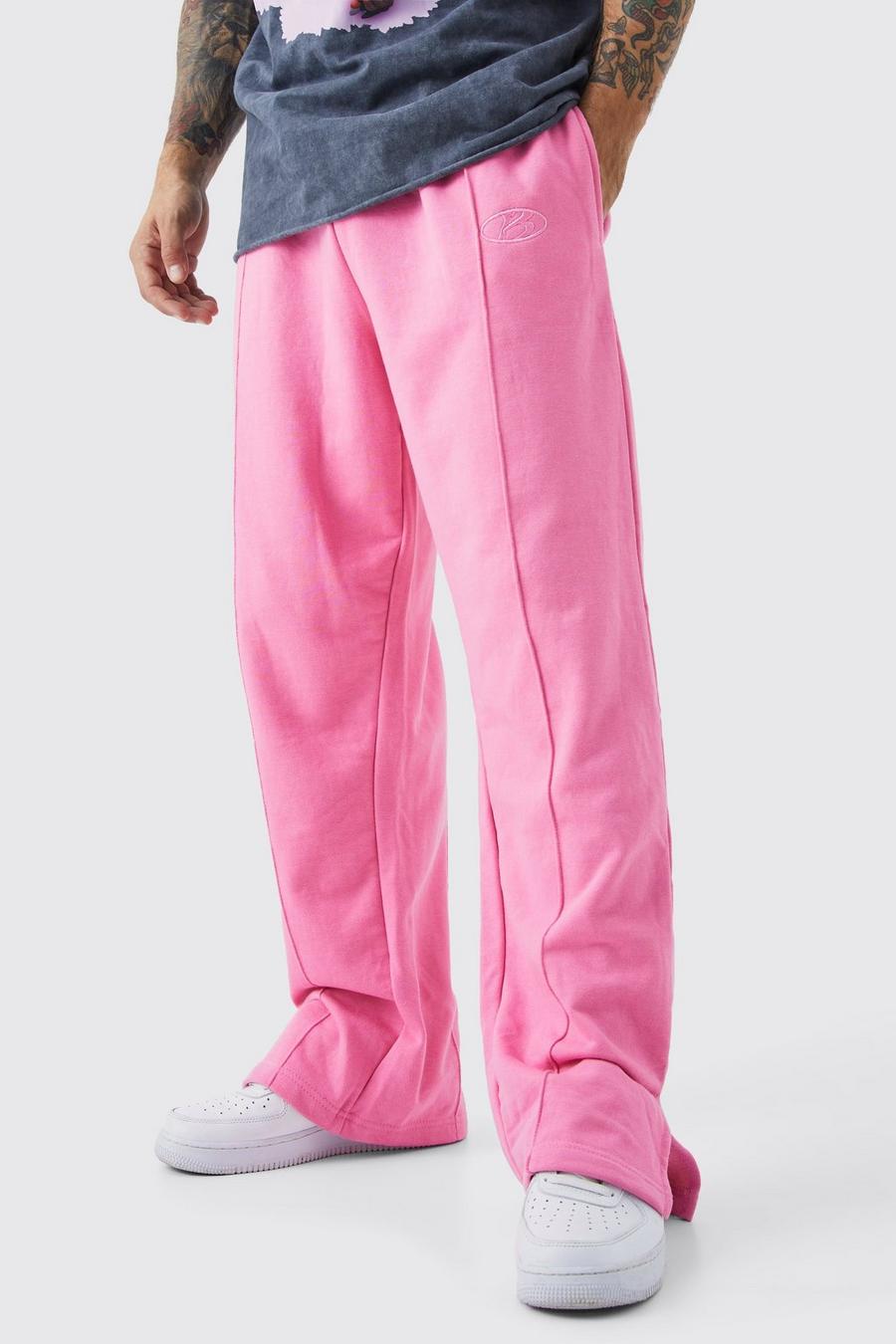 Pantaloni tuta rilassati pesanti con spacco sul fondo, Pink image number 1