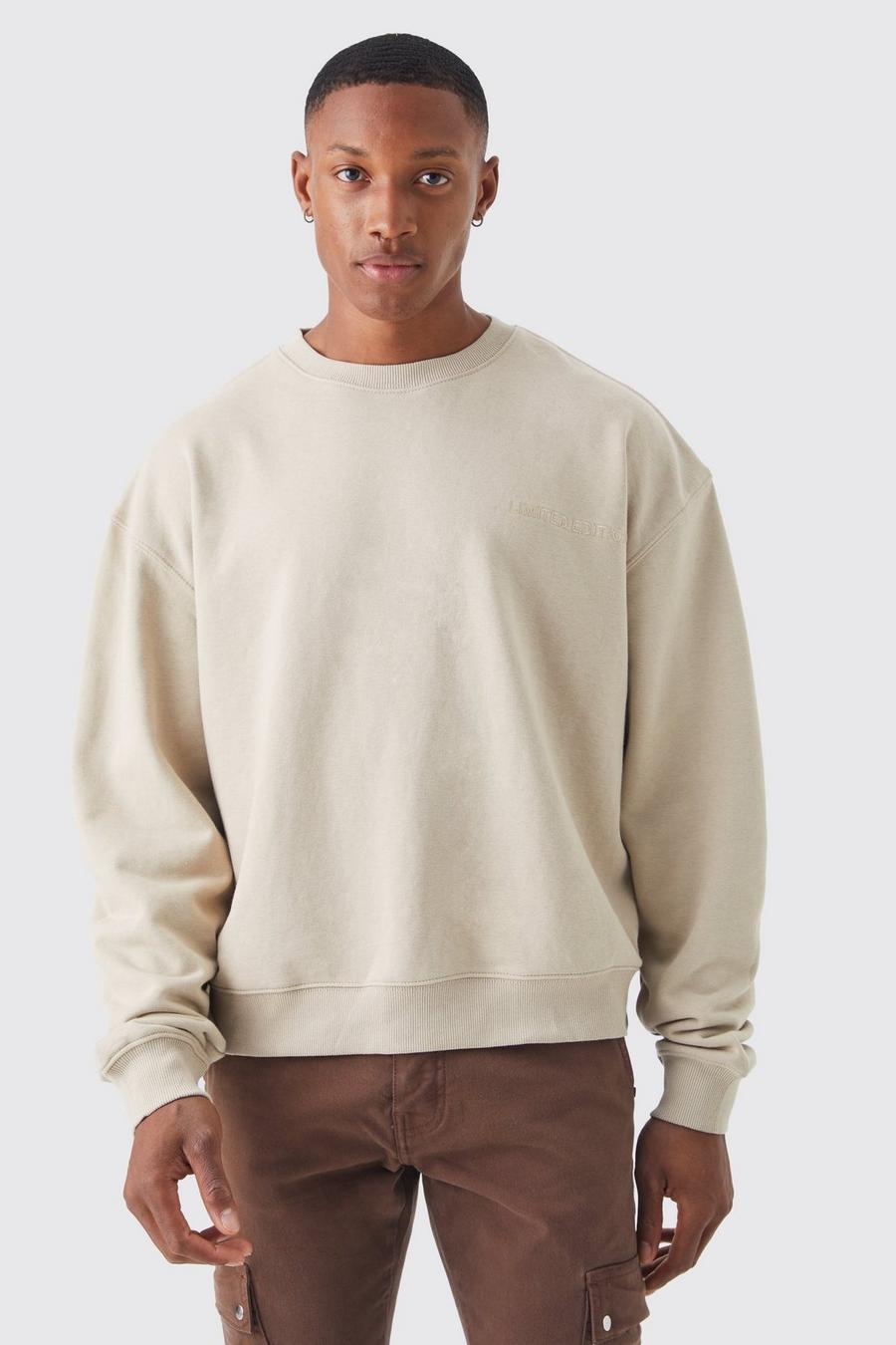 Kastiges Oversize Sweatshirt, Stone image number 1