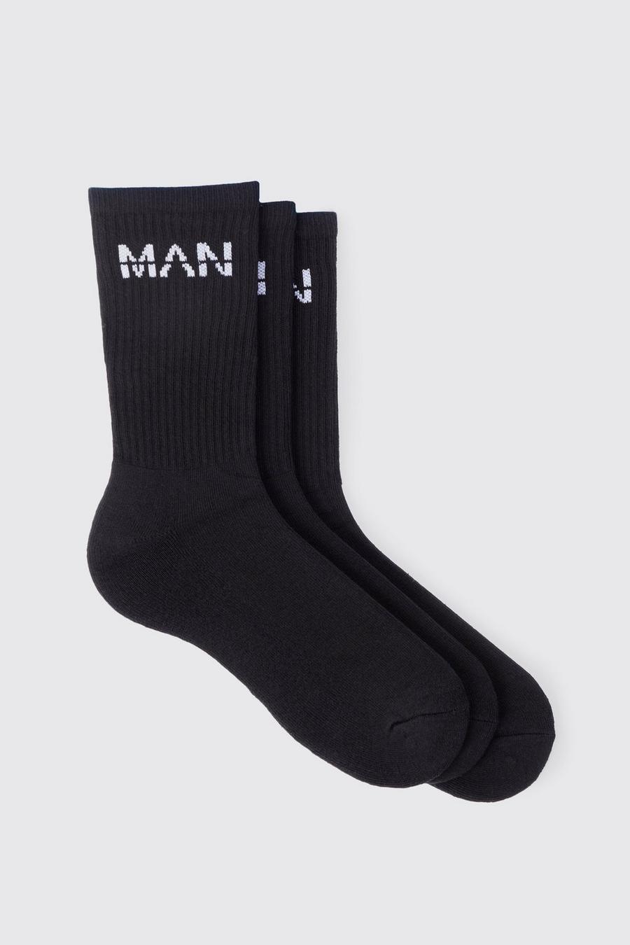Black svart 3 Pack Man Sport Socks