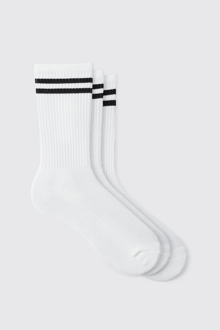 White blanco 3 Pack Sport Stripe Socks