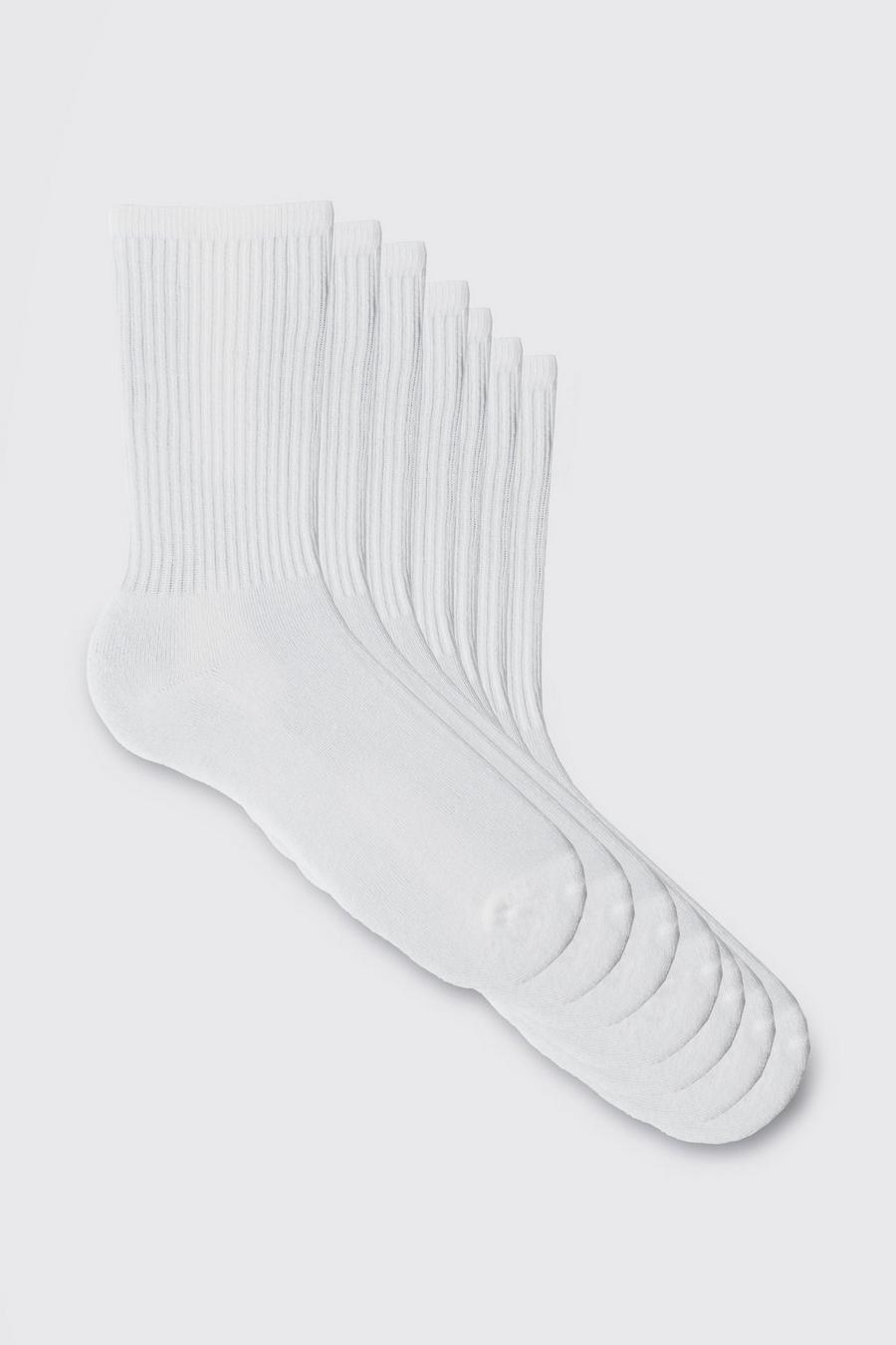 White 7 Pack Plain Sport Socks image number 1