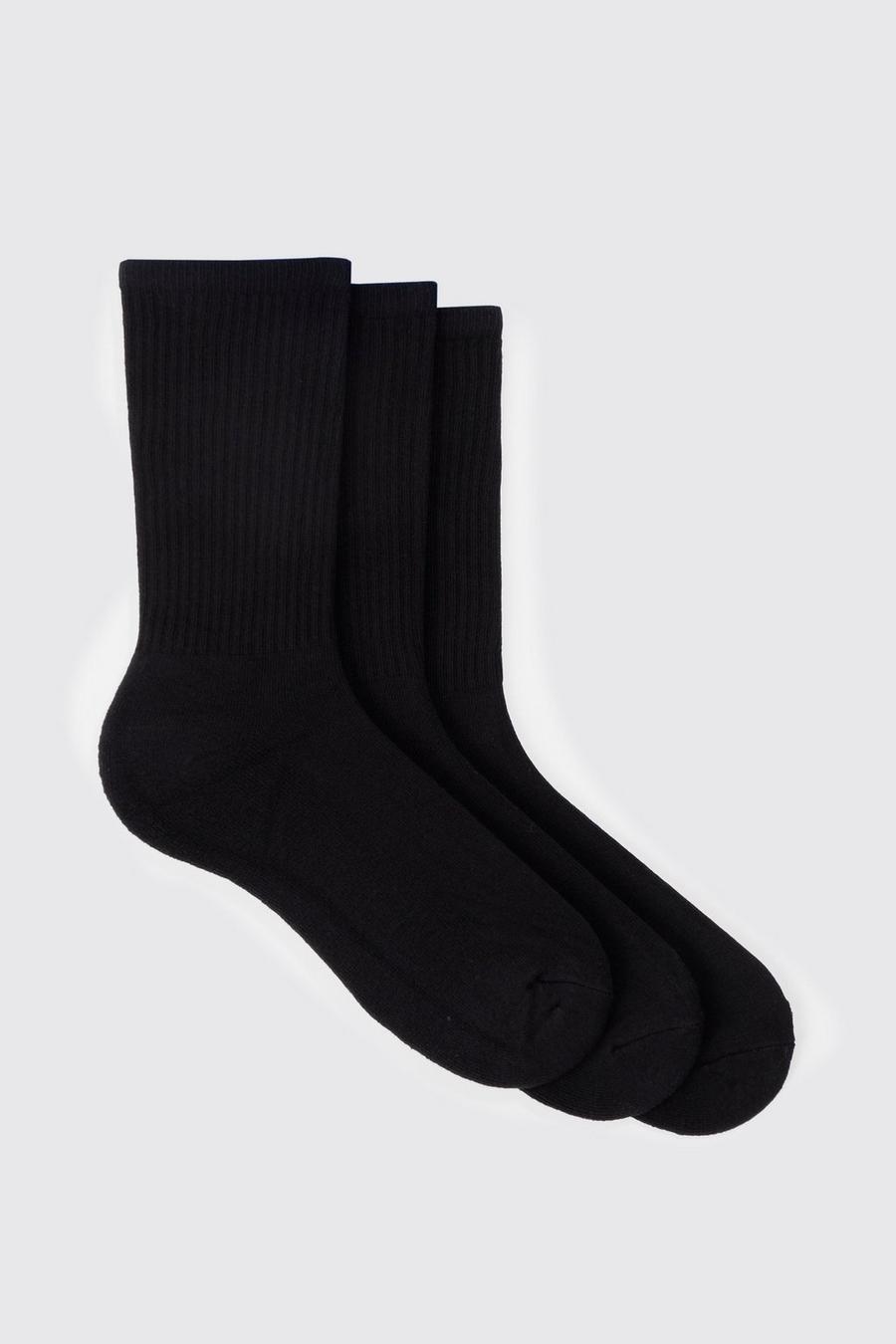 Black noir 3 Pack Plain Sport Socks