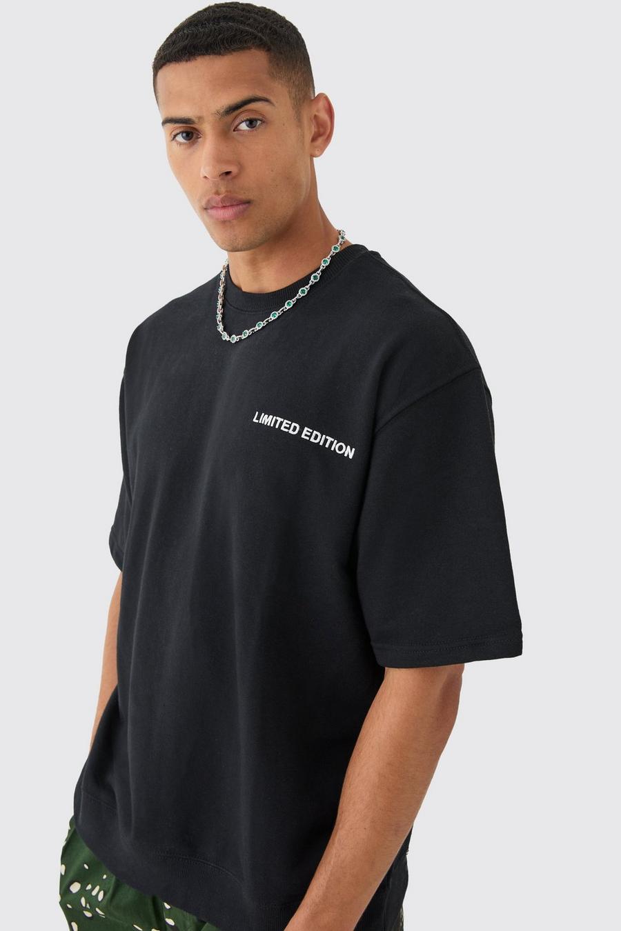 Black Short Sleeve Oversized Boxy Sweatshirt image number 1