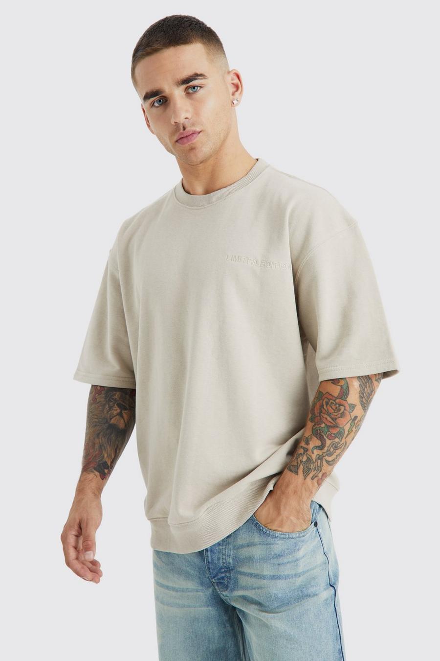 Stone Short Sleeve Oversized Boxy Sweatshirt