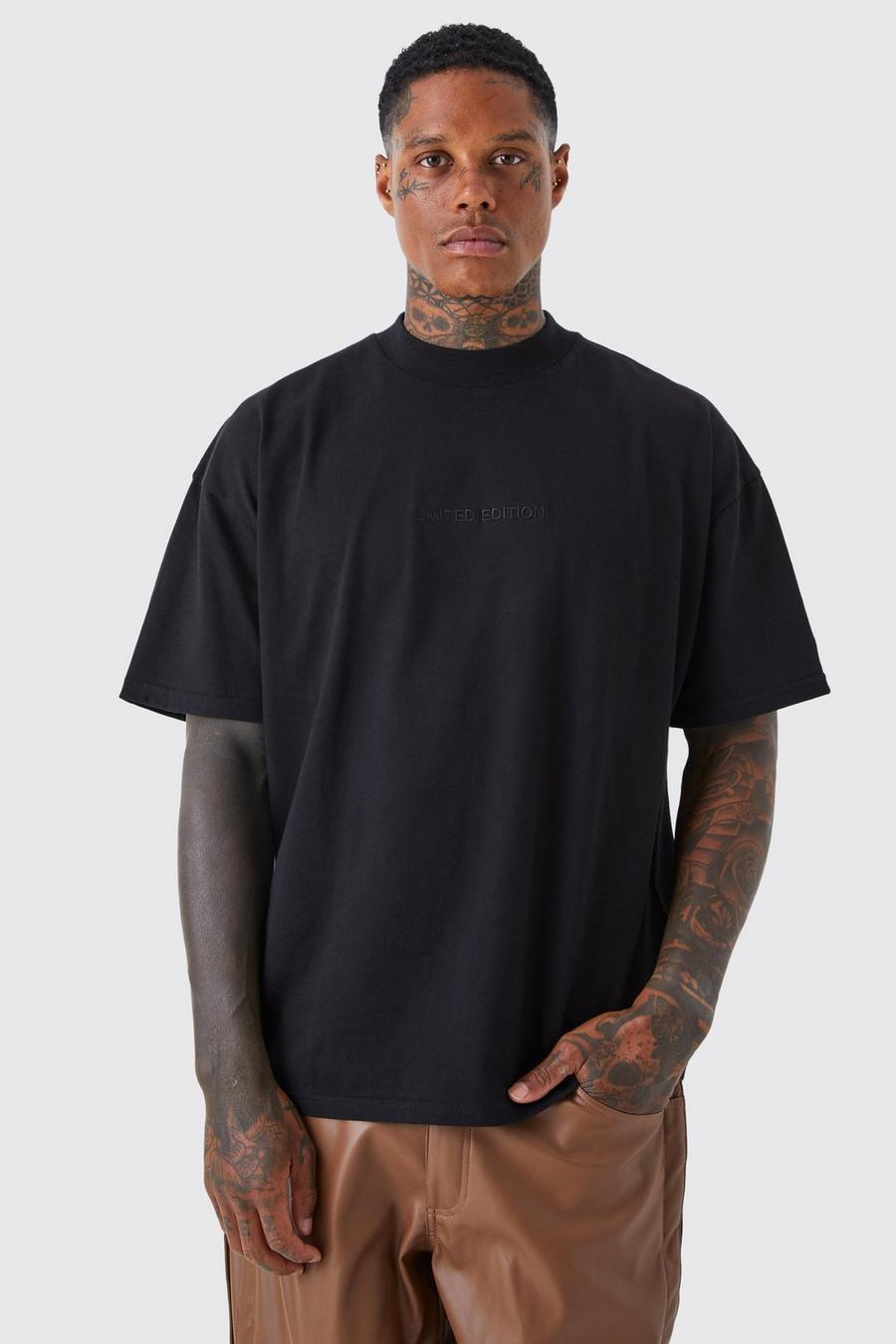 Black Oversized Heavyweight Extended Neck T-shirt image number 1