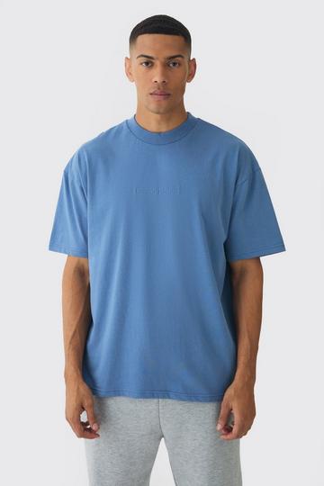 Blue Oversized Heavyweight Extended Neck T-shirt