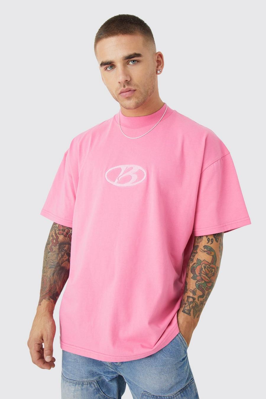 Pink Oversized Heavyweight Extended Neck T-shirt  