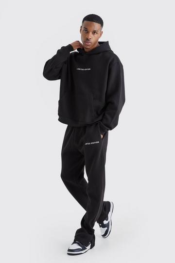 Black Oversized Boxy Split Hem Tracksuit