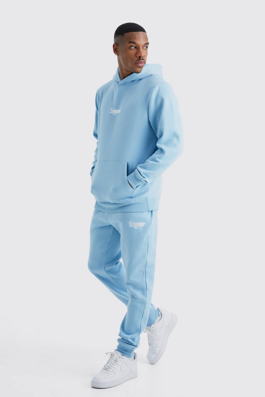 Man Slim-Fit Trainingsanzug mit Kapuze, Light blue