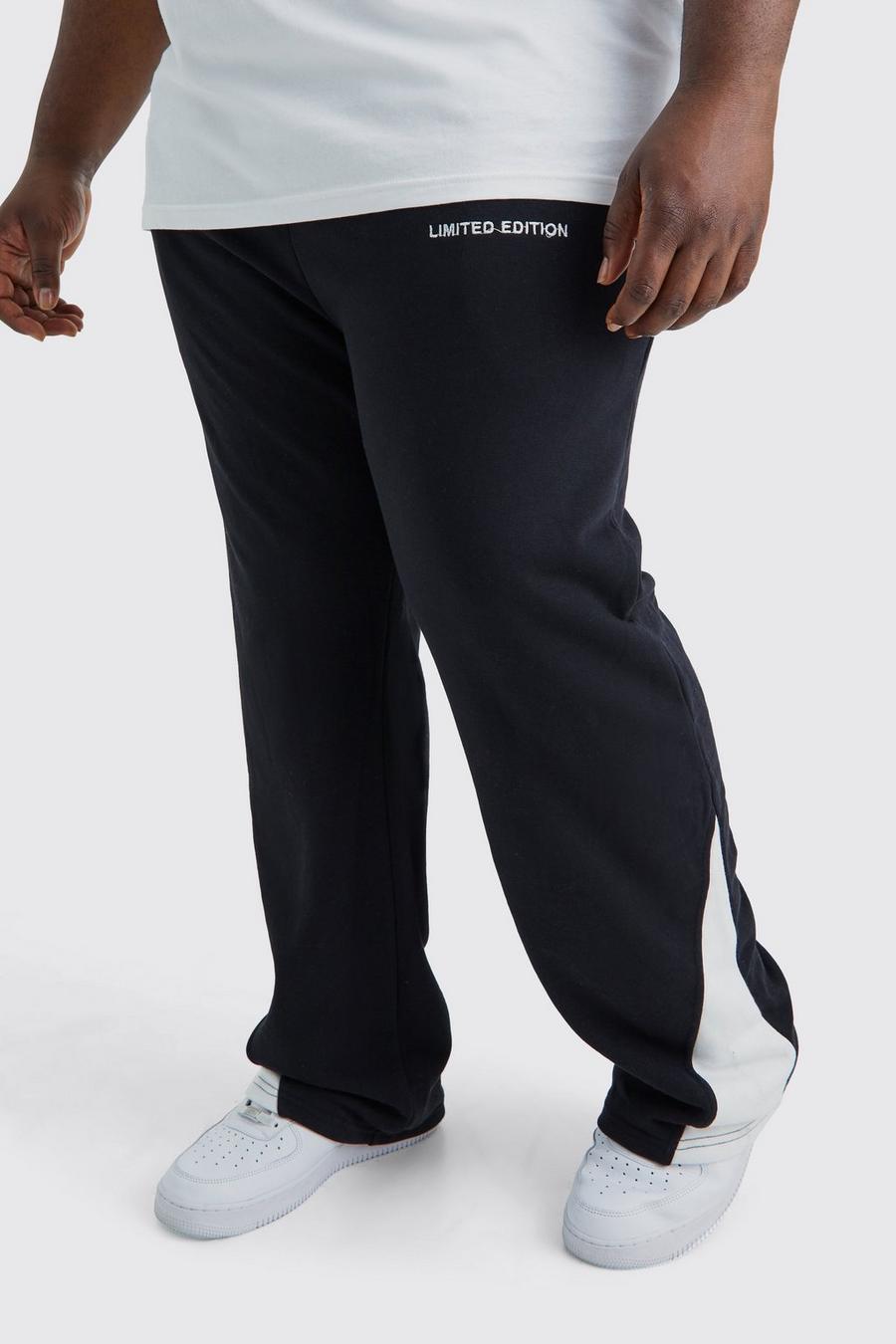 Pantaloni tuta Plus Size Regular Fit pesante con inserti in grezzo, Black image number 1