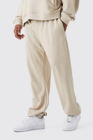 Stone Beige Plus Relaxed Fit Loopback Sweatpant