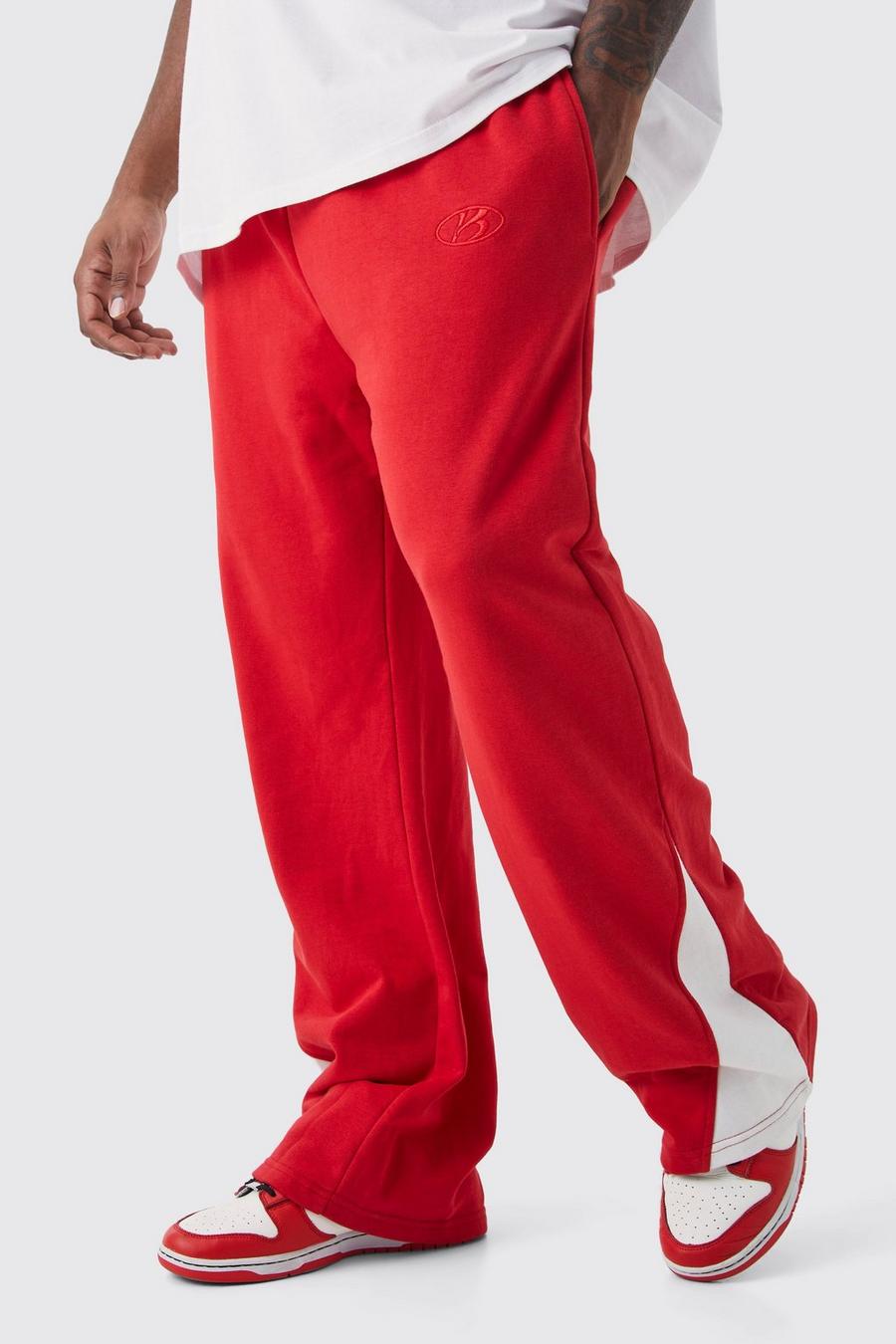 Pantaloni tuta Plus Size Regular Fit pesante con inserti in grezzo, Red image number 1